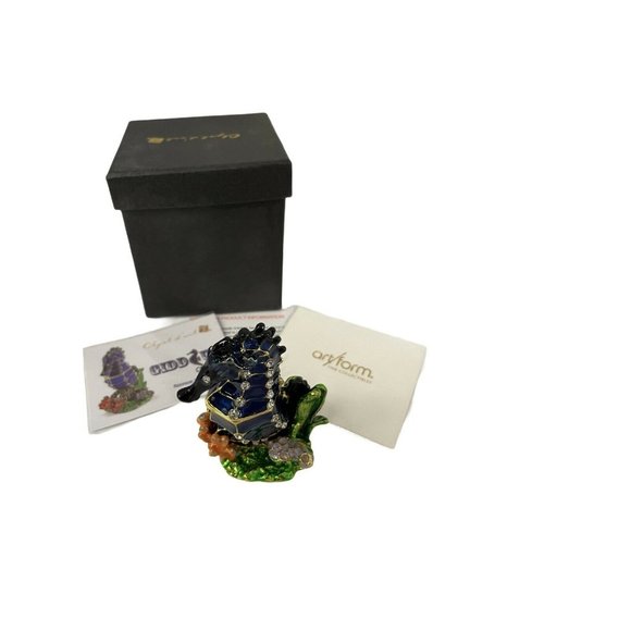 Art Form Rhinestone Enamel Sea Horse Jewelry Trinket Box Black Green Storytime 3 - Picture 12 of 12